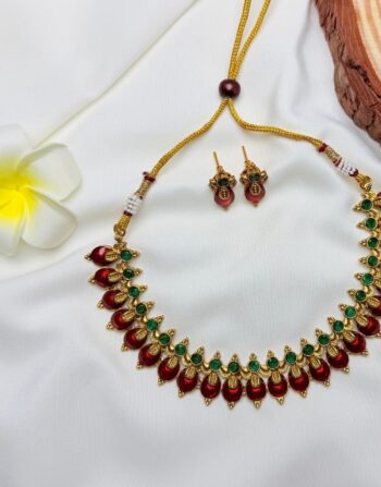 Royal Ruby Emerald Necklace Set 1008