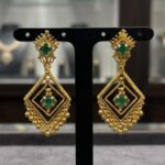 Emerald Royale Antique Gold Drop Earrings