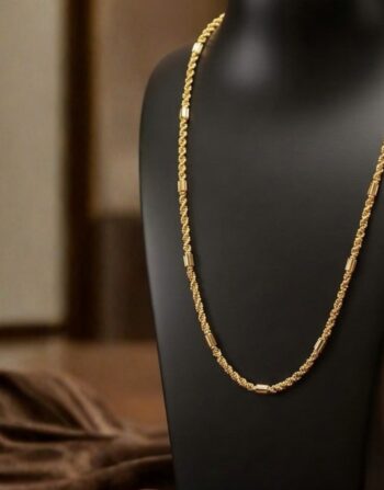 Bold Gold Beaded Box Link Chain 0028