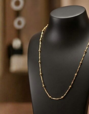 Classic Gold Beaded Cylinder Link Chain 0026