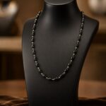 Black Bead and Gold Spacer Necklace 0043